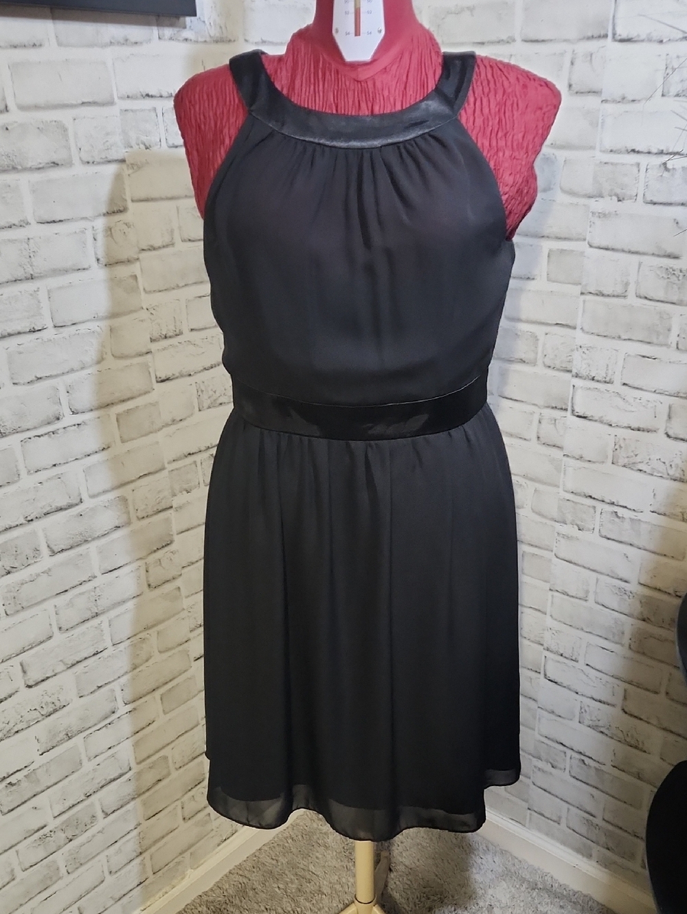 White House Black Market Black Sleeveless Midi Halter Dress
